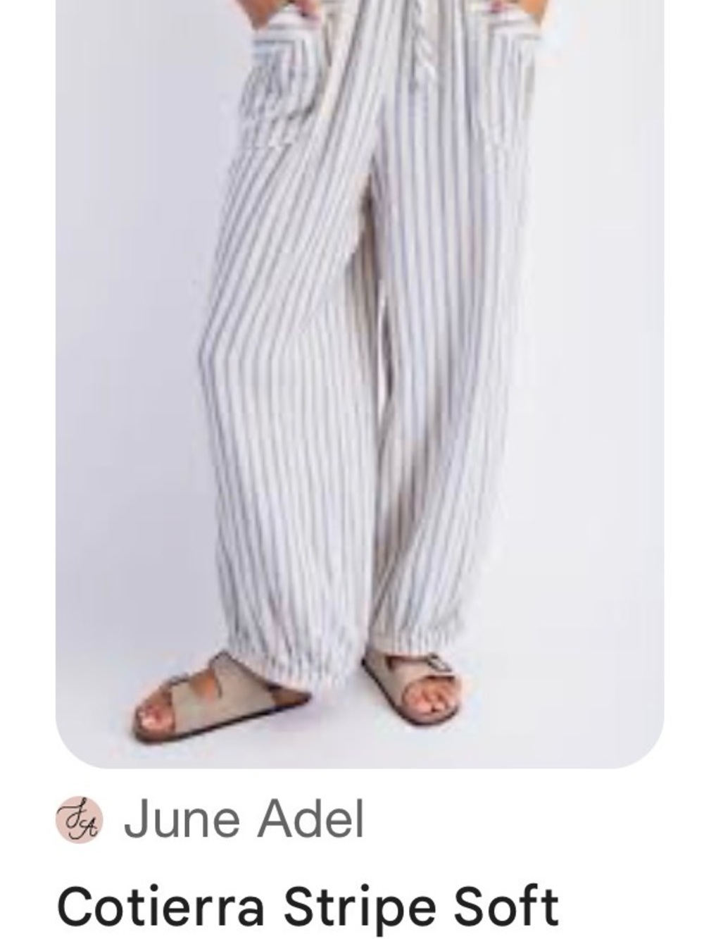 100% Cotton Boho Coastal Casual Striped Wide-Leg Lounge Pants in White/beige